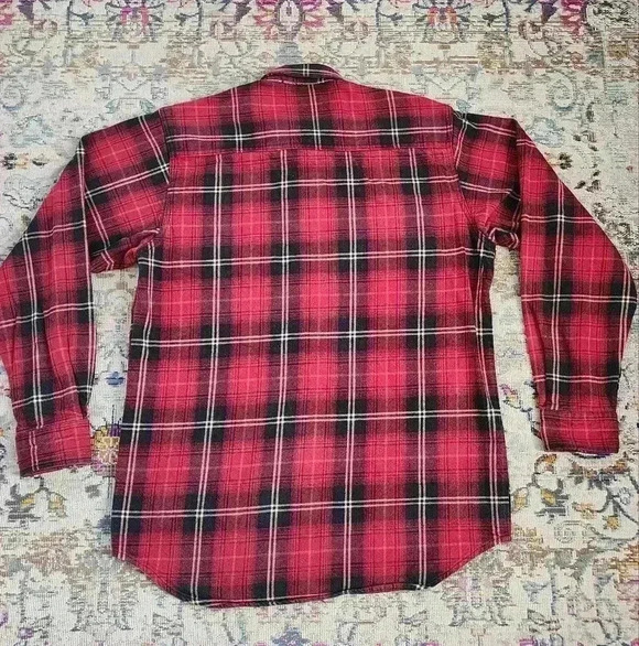 CE Schmidt Men's Red Plaid Button Front Shacket top, sz LG - Picture 2 of 12